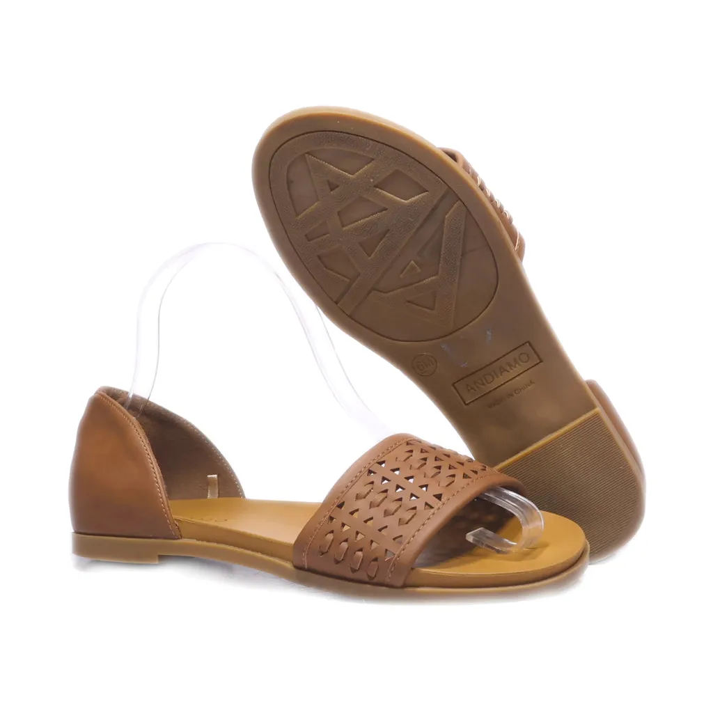 Andiamo Flat Sandals Canvas Brown Colour For Women