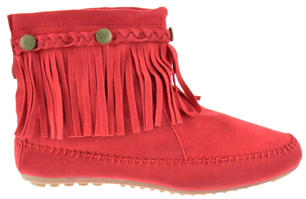 Cherokee 01 Womens Ankle Fringe Boots
