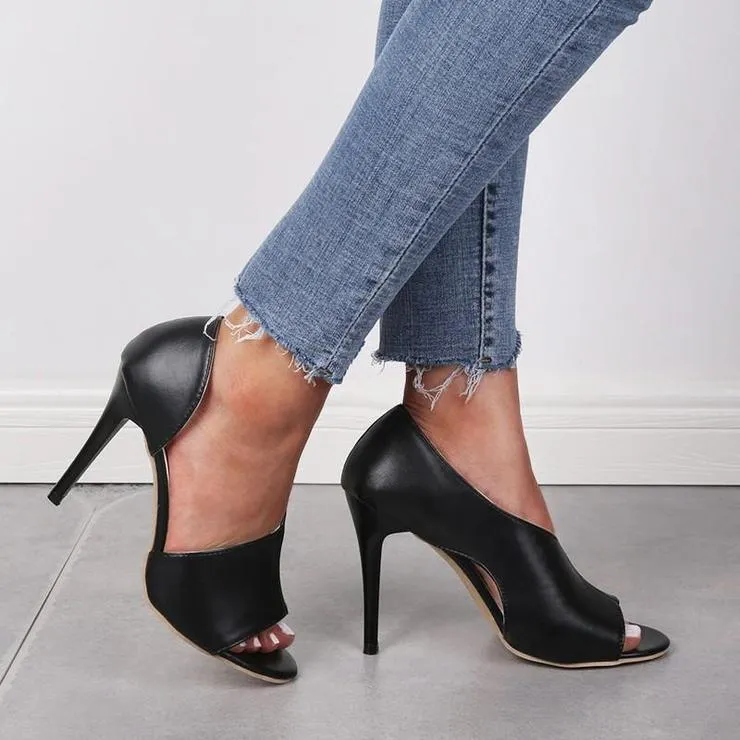 Chicvane Pointed Toe Hollow Stiletto Heel Sandals