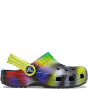 Crocs Classic Solarized Black Multi Graphic Clog  Kids Boys Girls Casual Comfy Slip On