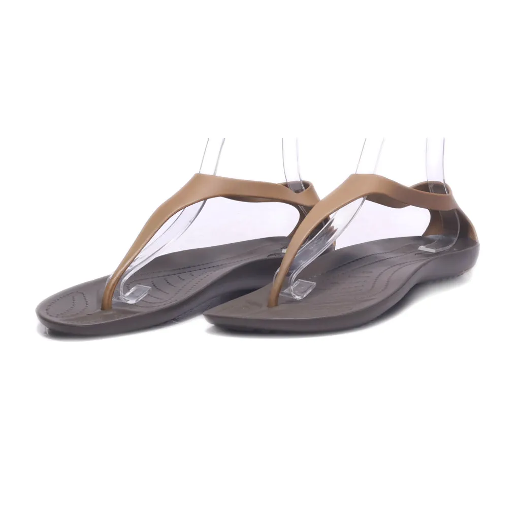 Crocs Flat Sandals Canvas Brown Colour For Women