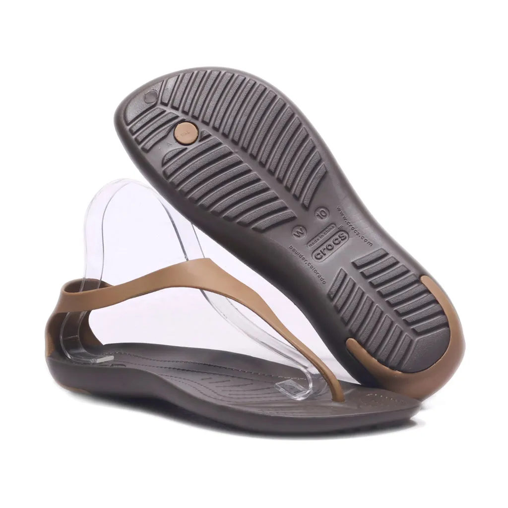 Crocs Flat Sandals Canvas Brown Colour For Women