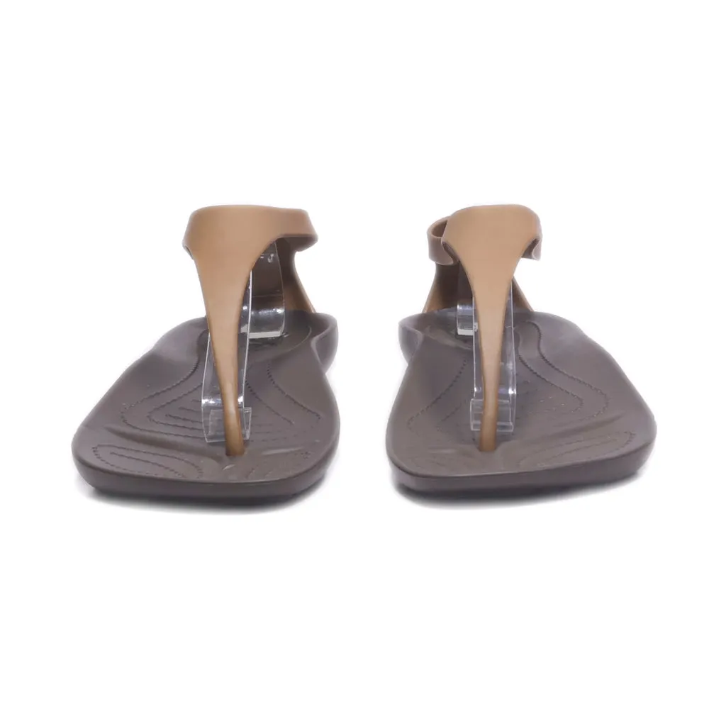 Crocs Flat Sandals Canvas Brown Colour For Women