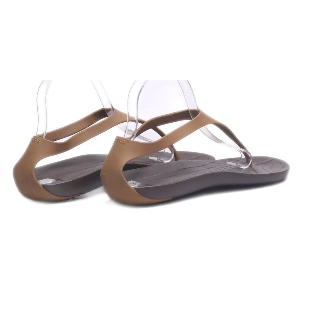 Crocs Flat Sandals Canvas Brown Colour For Women