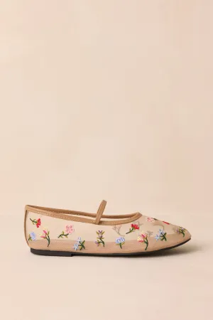 Dancing With Me Sheer Embroidered Flats