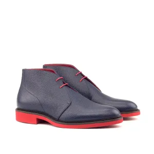 DapperFam Vivace in Navy Men's Italian Pebble Grain Leather Chukka