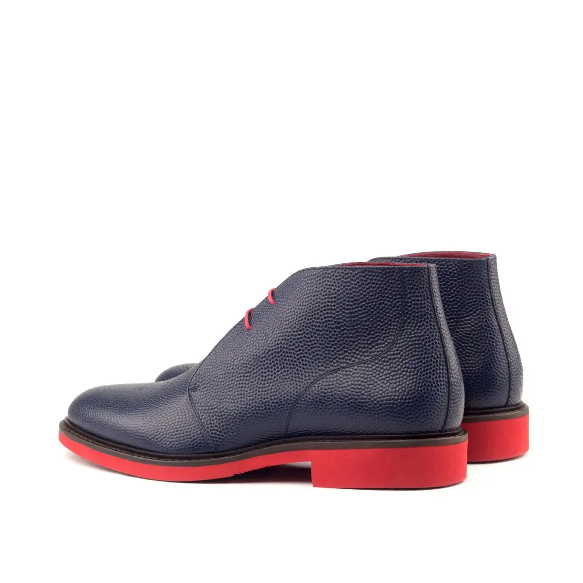 DapperFam Vivace in Navy Men's Italian Pebble Grain Leather Chukka
