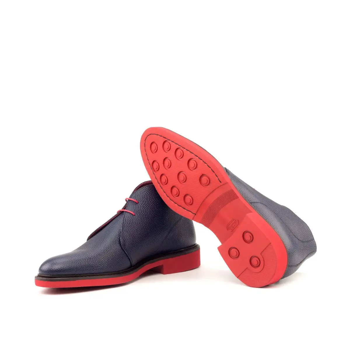 DapperFam Vivace in Navy Men's Italian Pebble Grain Leather Chukka