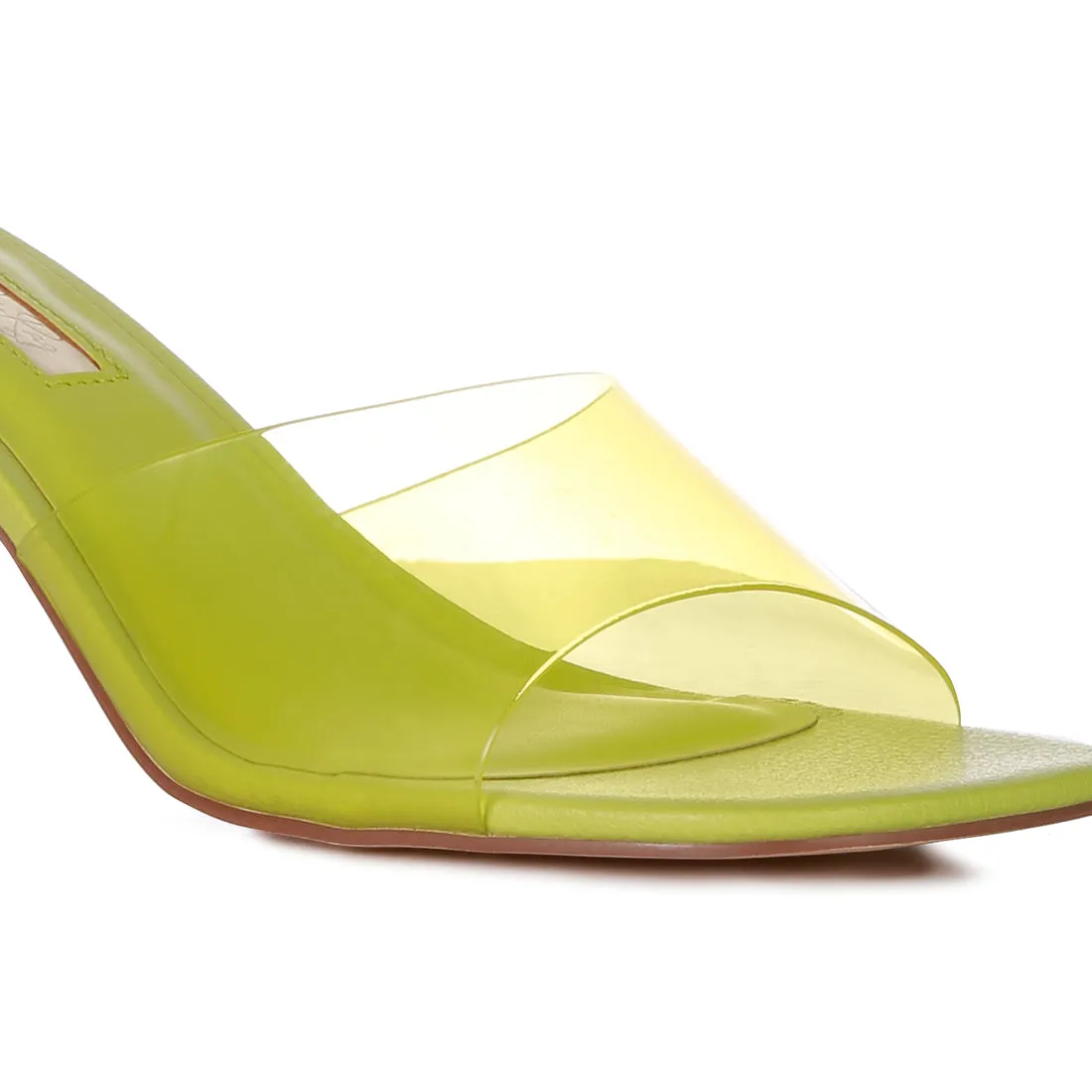 Green Clear Flirt Clear Strap Slip On Heels