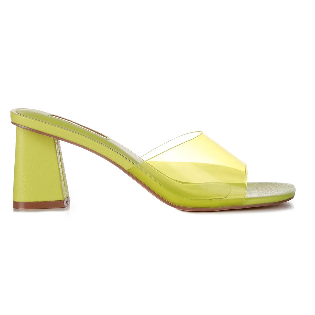 Green Clear Flirt Clear Strap Slip On Heels