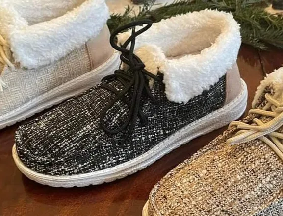 Gypsy Jazz Marsha Black Sherpa Slip-On Shoes