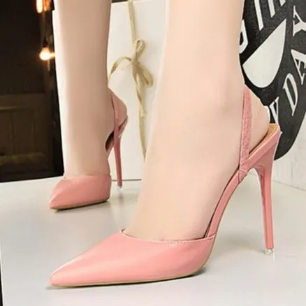 Lady's elegant  stiletto mules pointed closed toe backless slip on stiletto heels