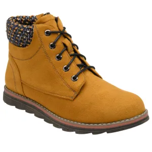Lotus Drew Ladies Mustard Yellow Textile Zip & Lace Ankle Boots