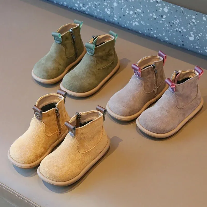 Ravello Kids Oxford Suede Boots - Anti-Slip Plush Ankle Boots for Autumn and Winter