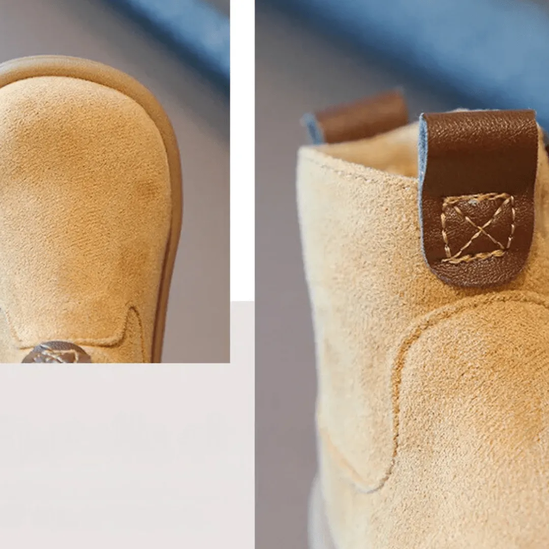 Ravello Kids Oxford Suede Boots - Anti-Slip Plush Ankle Boots for Autumn and Winter