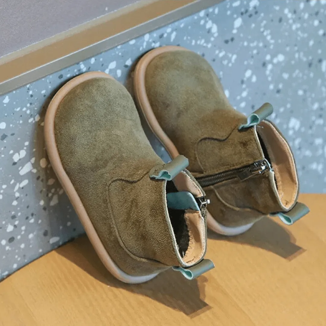 Ravello Kids Oxford Suede Boots - Anti-Slip Plush Ankle Boots for Autumn and Winter