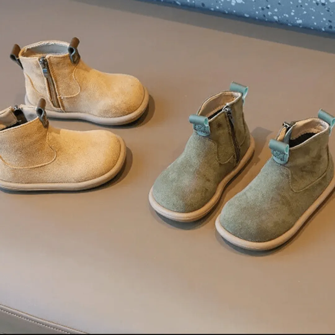 Ravello Kids Oxford Suede Boots - Anti-Slip Plush Ankle Boots for Autumn and Winter