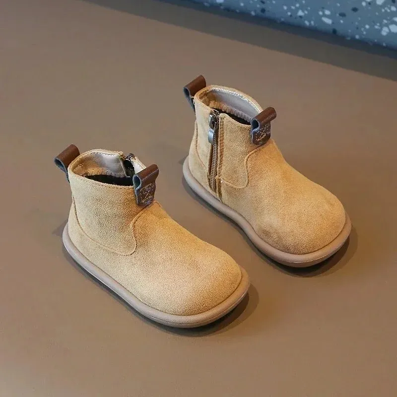 Ravello Kids Oxford Suede Boots - Anti-Slip Plush Ankle Boots for Autumn and Winter