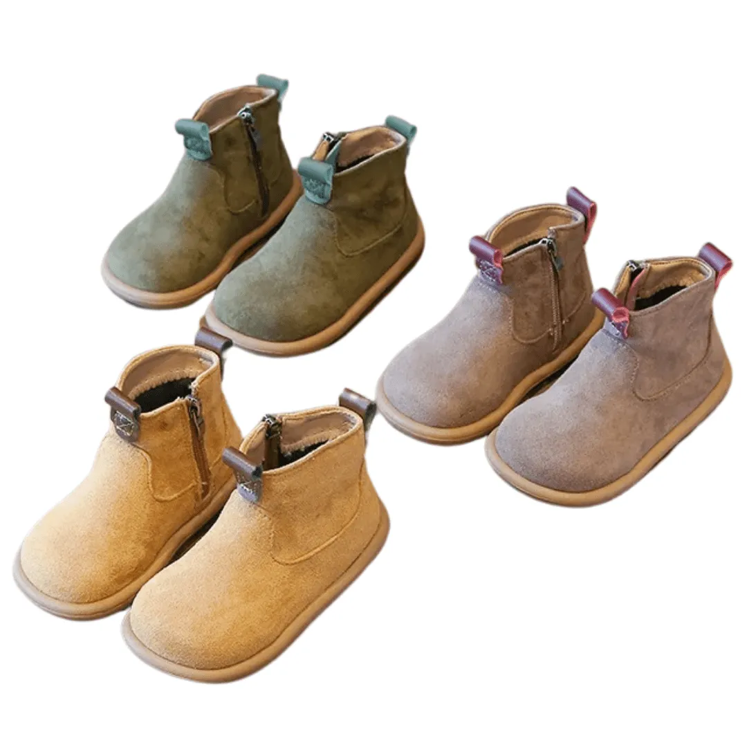 Ravello Kids Oxford Suede Boots - Anti-Slip Plush Ankle Boots for Autumn and Winter
