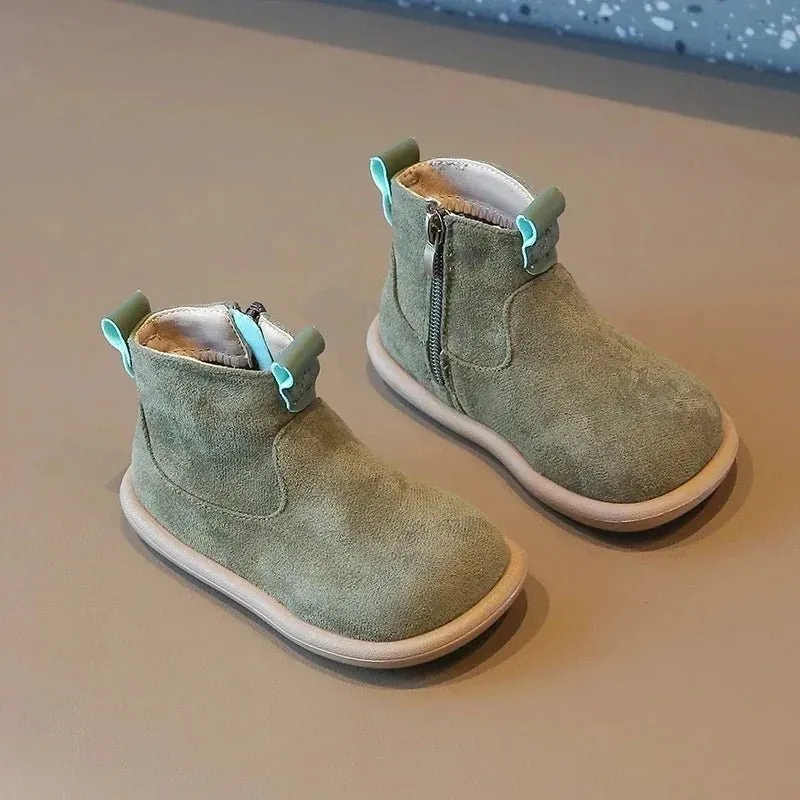 Ravello Kids Oxford Suede Boots - Anti-Slip Plush Ankle Boots for Autumn and Winter