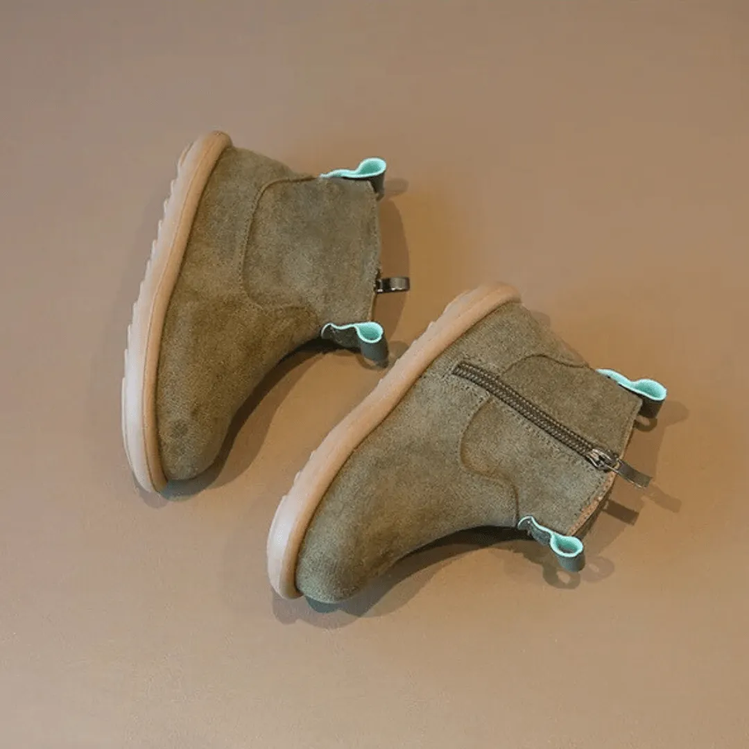 Ravello Kids Oxford Suede Boots - Anti-Slip Plush Ankle Boots for Autumn and Winter