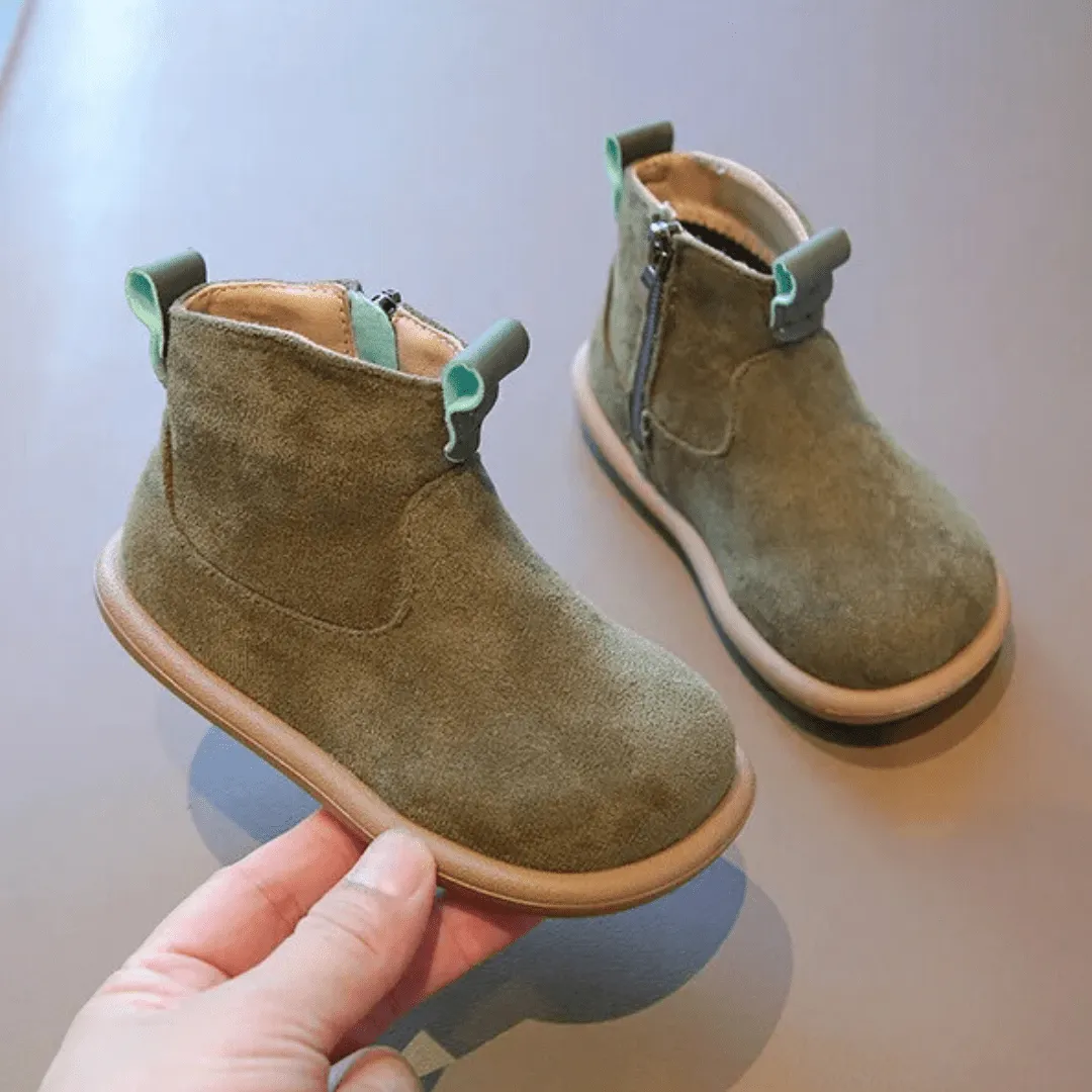 Ravello Kids Oxford Suede Boots - Anti-Slip Plush Ankle Boots for Autumn and Winter