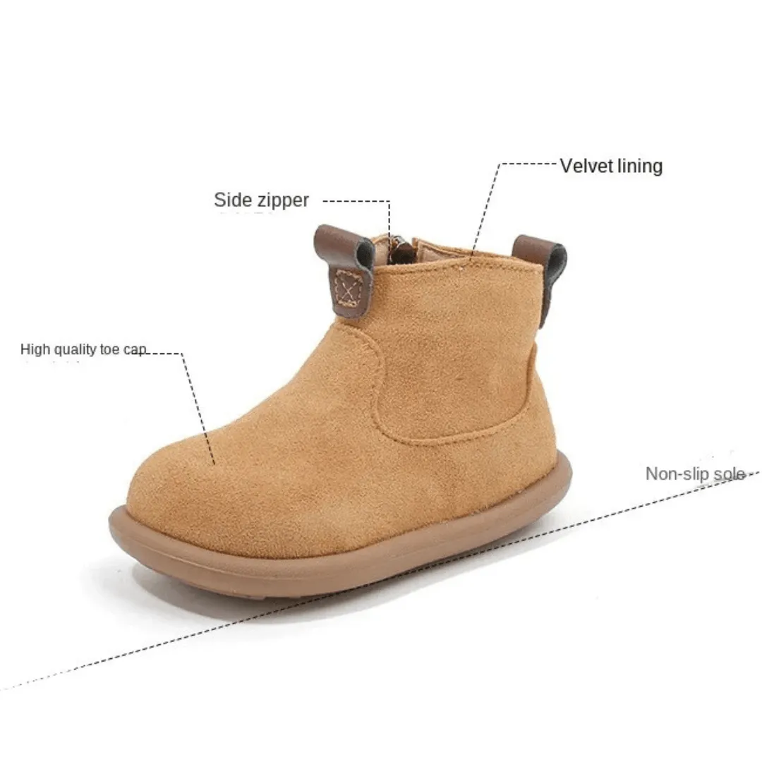 Ravello Kids Oxford Suede Boots - Anti-Slip Plush Ankle Boots for Autumn and Winter