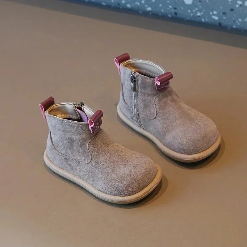 Ravello Kids Oxford Suede Boots - Anti-Slip Plush Ankle Boots for Autumn and Winter