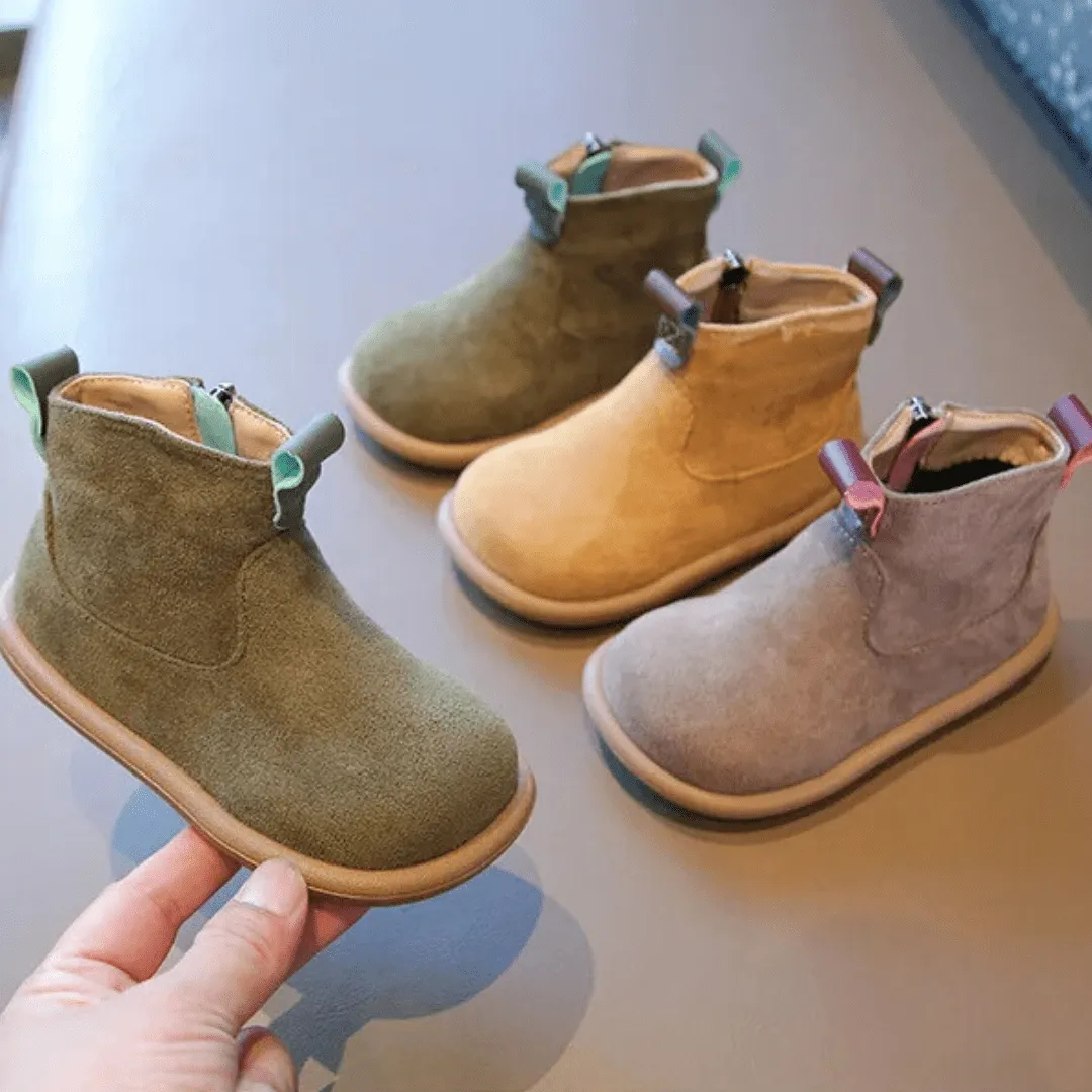 Ravello Kids Oxford Suede Boots - Anti-Slip Plush Ankle Boots for Autumn and Winter