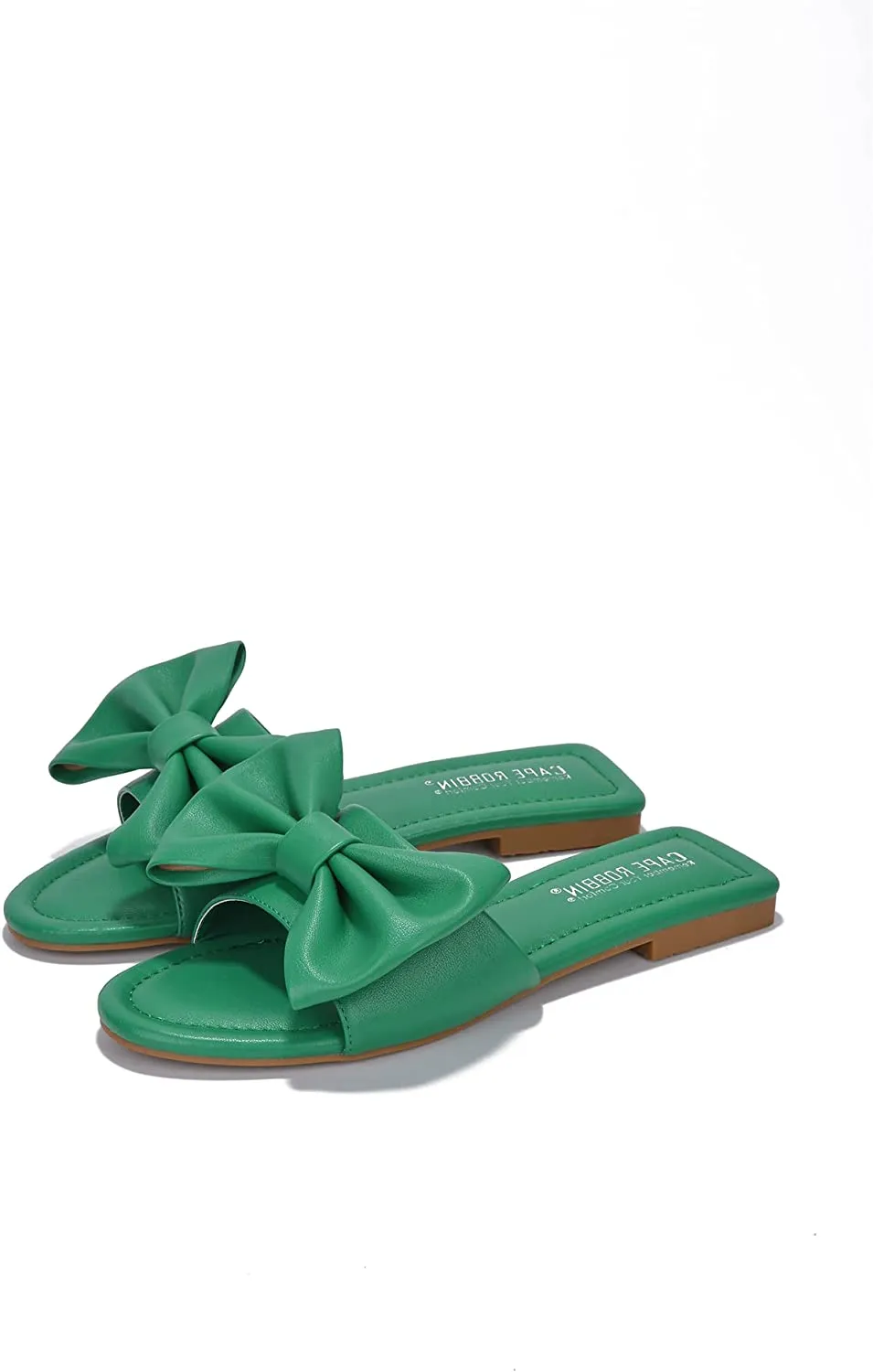 Summer Black Vegan Leather Bow Knot Flat Sandals