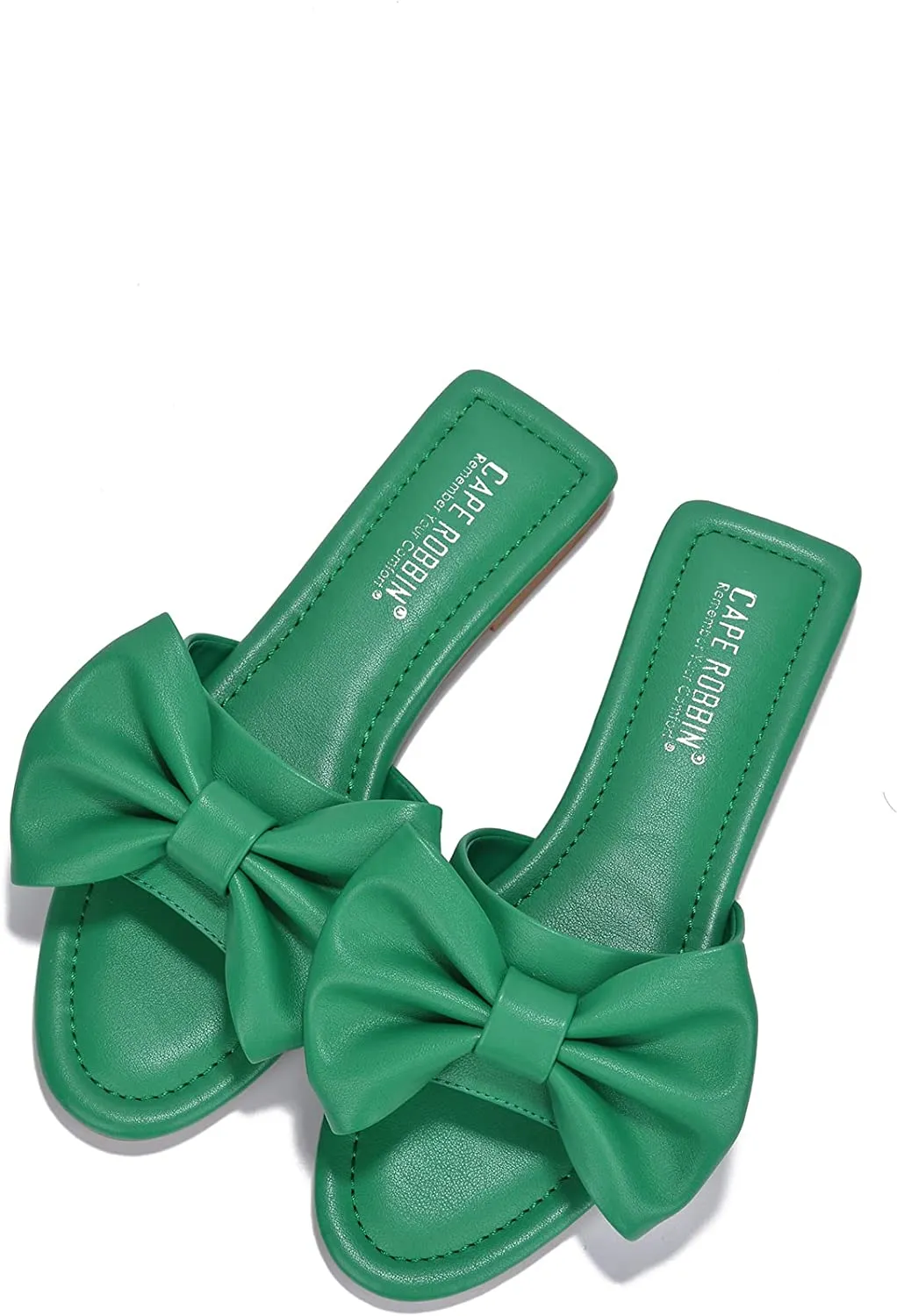 Summer Black Vegan Leather Bow Knot Flat Sandals