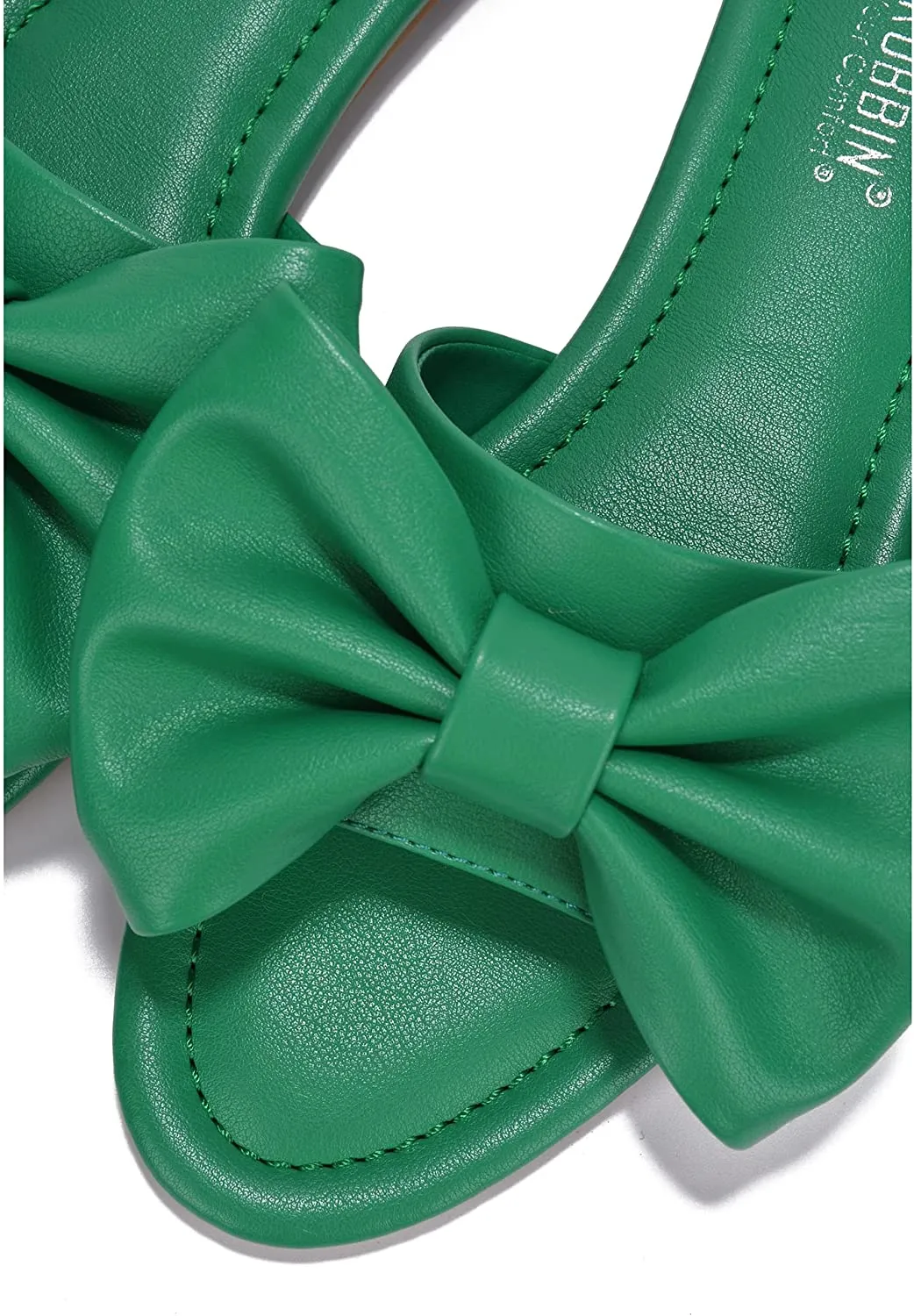 Summer Black Vegan Leather Bow Knot Flat Sandals