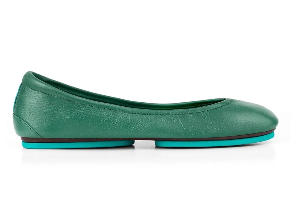 TIEKS PACIFIC GREEN FOLDED ITALIAN LEATHER BALLET FLATS