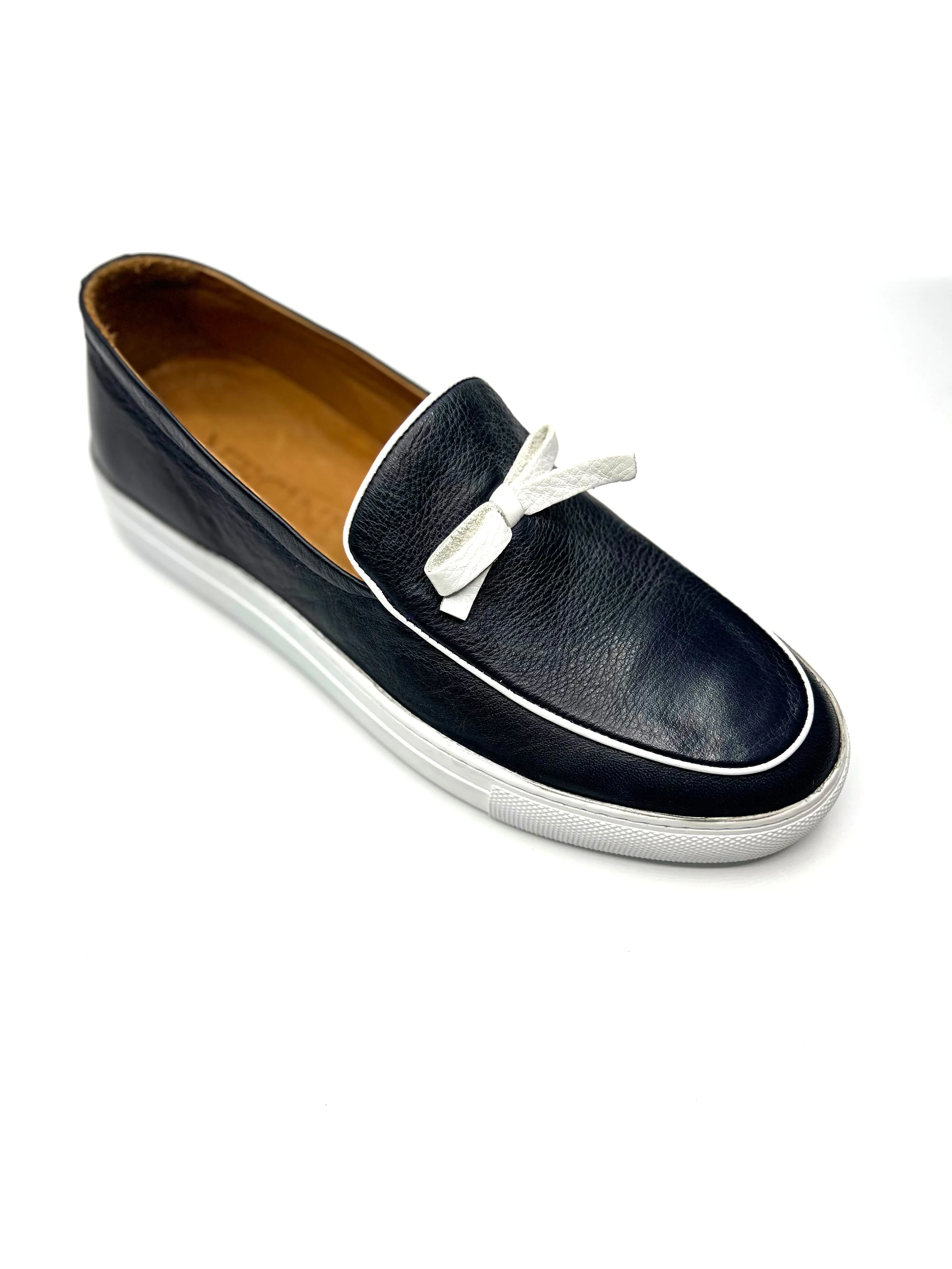 Vercini Elegant Casual Leather Bow Loafer