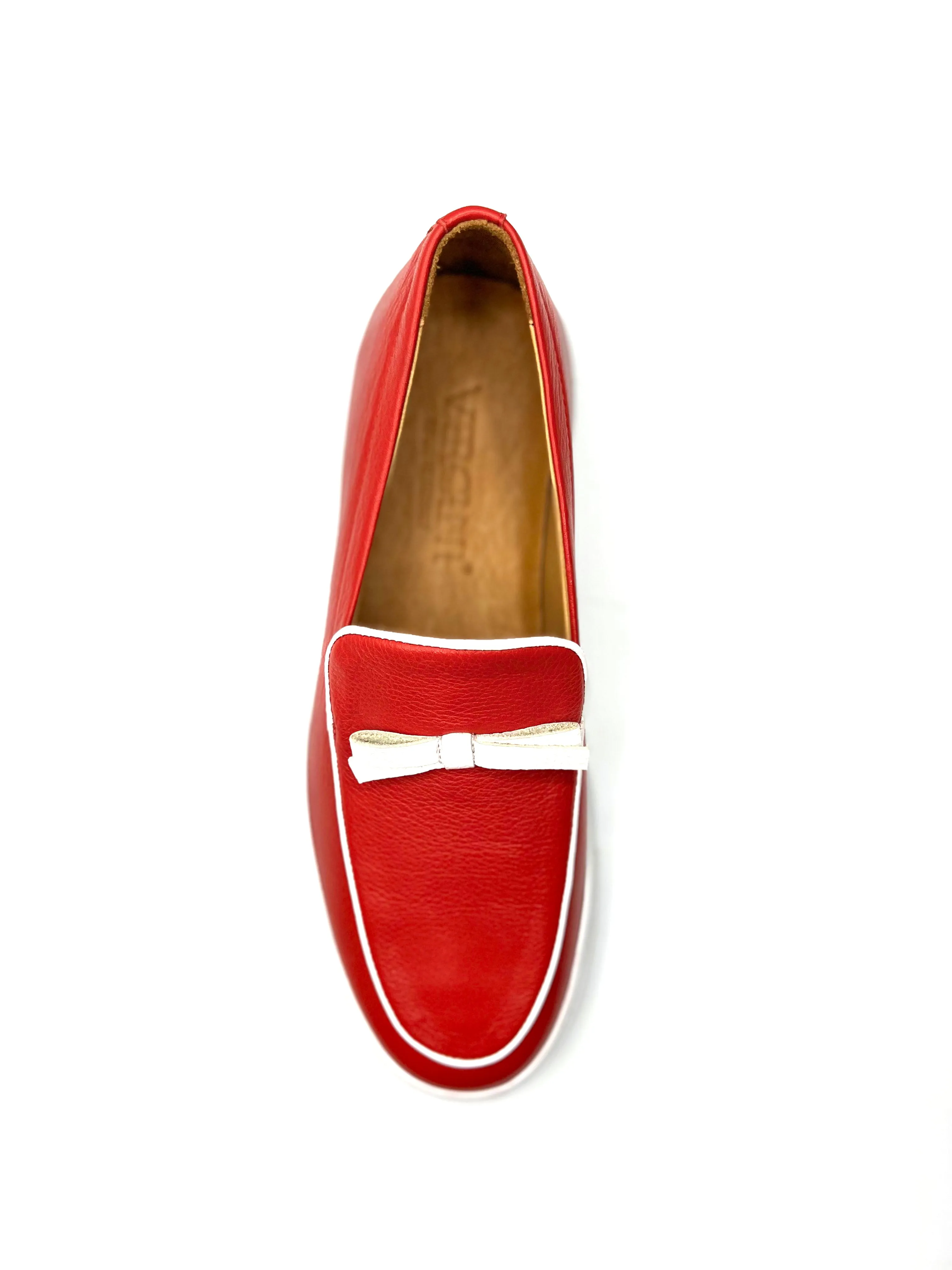 Vercini Elegant Casual Leather Bow Loafer