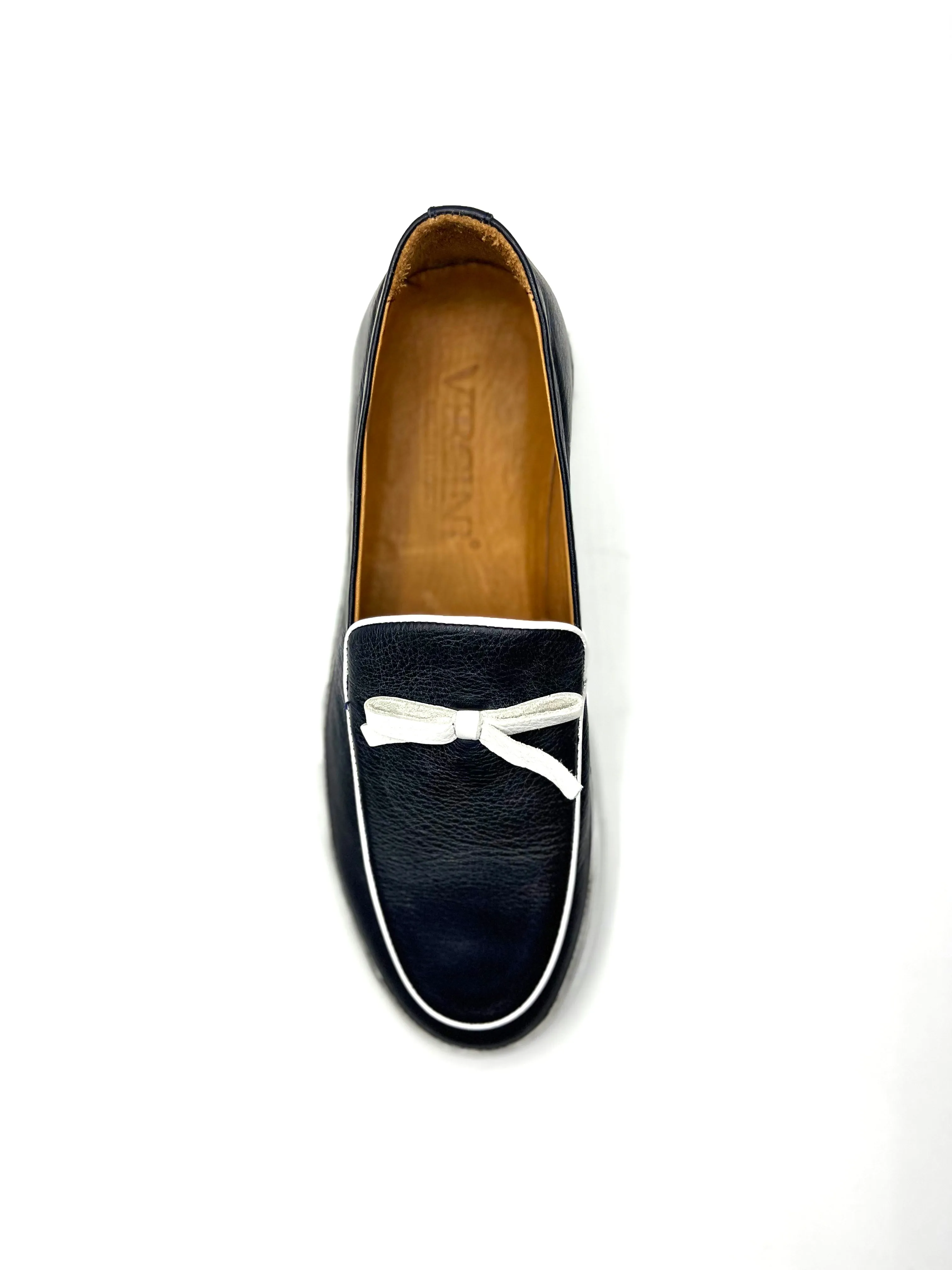 Vercini Elegant Casual Leather Bow Loafer