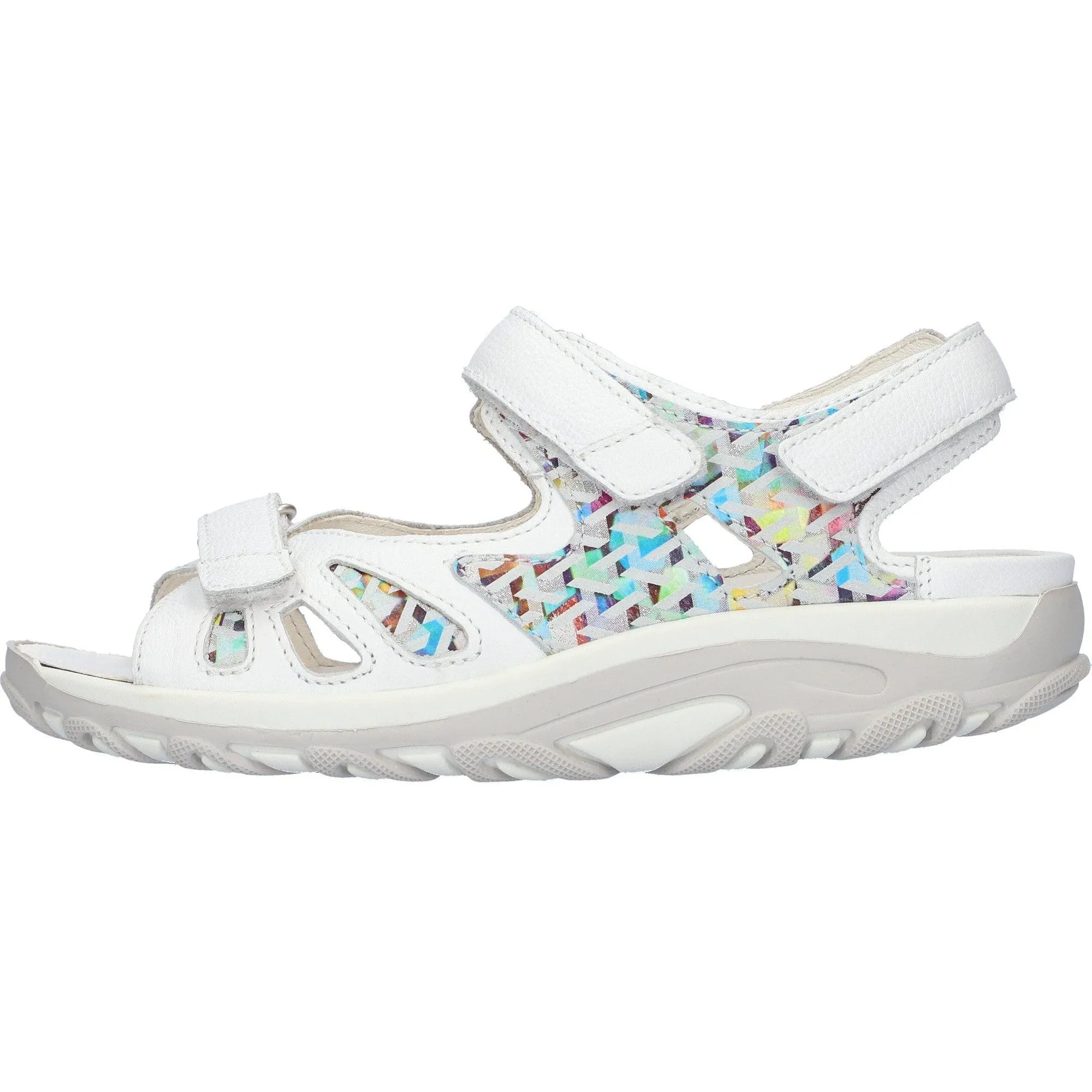 Waldlaufer 448001 233 150 Hanni Ladies White Multi Leather Arch Support Touch Fastening Sandals
