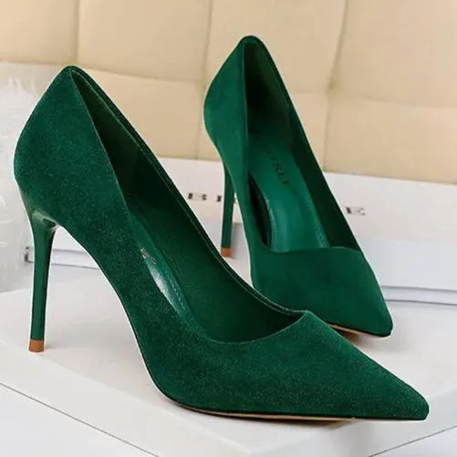 Women's 3inch faux suede high heels pointed closed toe sexy stilettos for party