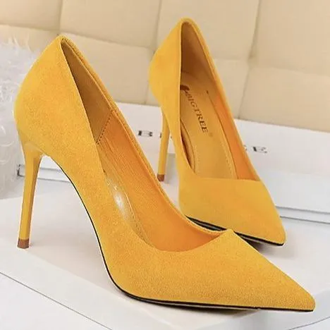 Women's 3inch faux suede high heels pointed closed toe sexy stilettos for party