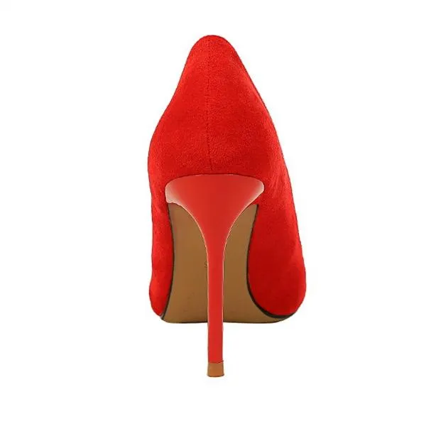 Women's 3inch faux suede high heels pointed closed toe sexy stilettos for party